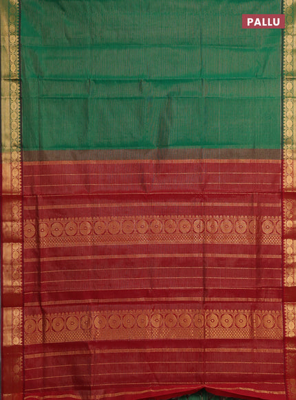 Green & Maroon Semi Silk Cotton Saree - Vairaosi