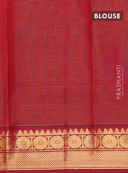 Green & Maroon Semi Silk Cotton Saree - Vairaosi
