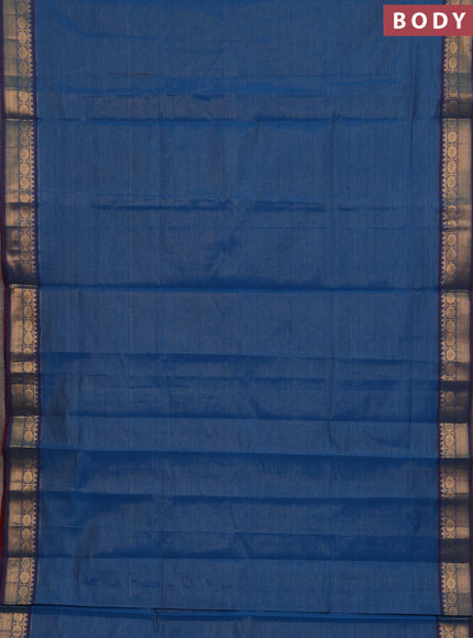 Blue & Maroon Semi Silk Cotton Saree - Vairaosi