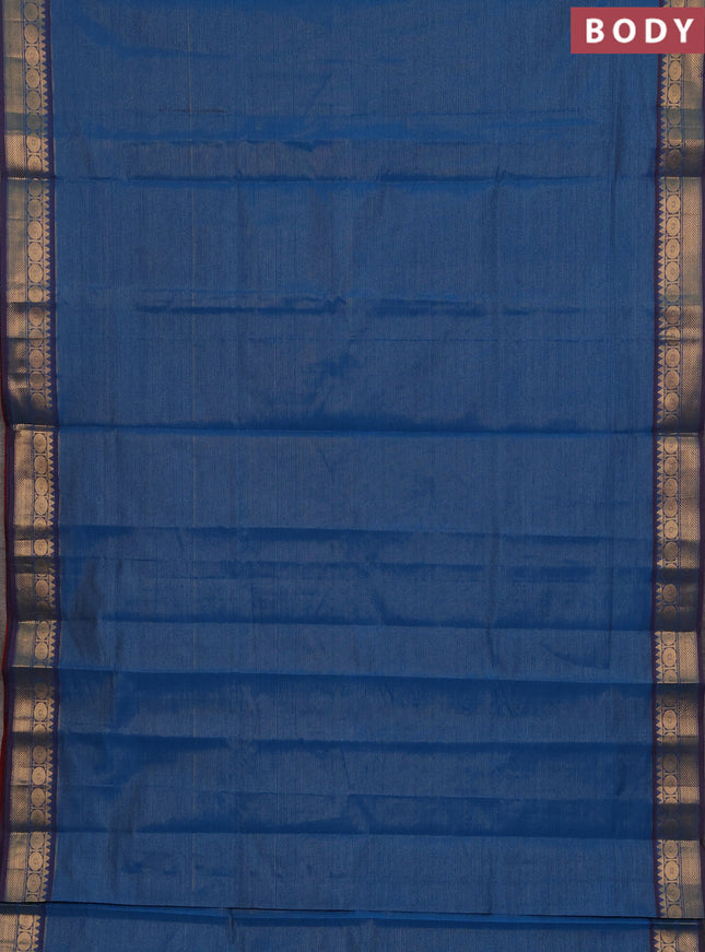Blue & Maroon Semi Silk Cotton Saree - Vairaosi