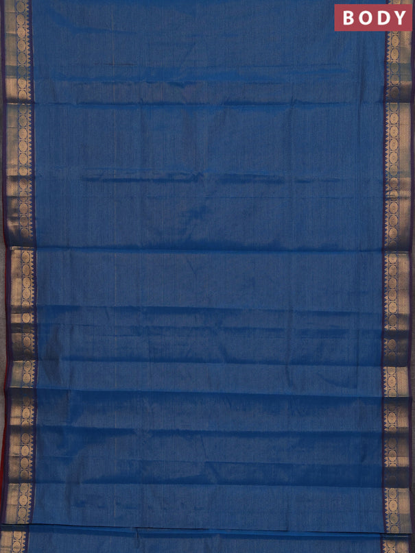 Blue & Maroon Semi Silk Cotton Saree - Vairaosi