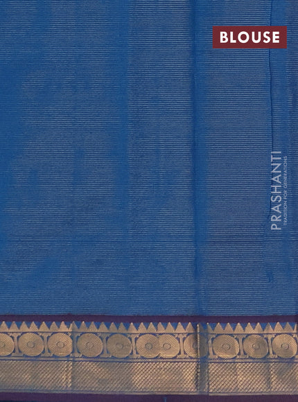 Blue & Maroon Semi Silk Cotton Saree - Vairaosi