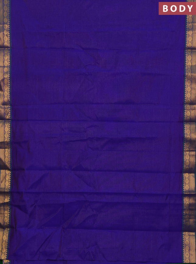 Blue & Green Semi Silk Cotton Saree - Vairaosi