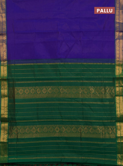 Blue & Green Semi Silk Cotton Saree - Vairaosi