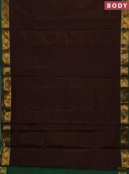 Coffee Brown & green Semi Silk Cotton Saree - Vairaosi