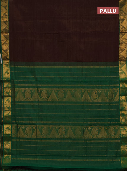 Coffee Brown & green Semi Silk Cotton Saree - Vairaosi