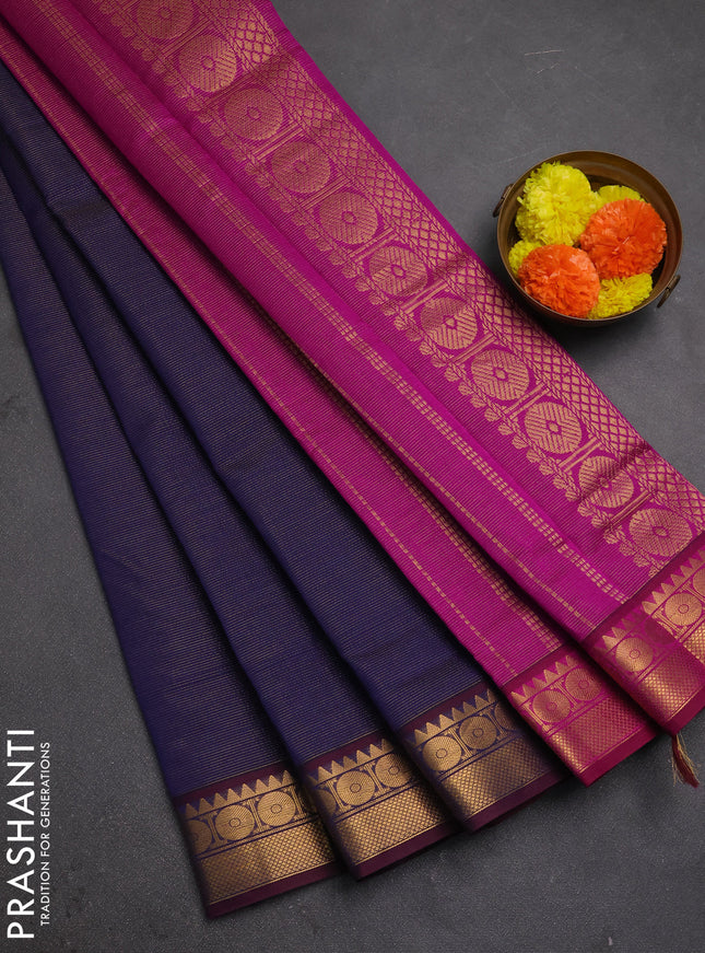 Violet & Magenta pink Semi Silk Cotton Saree - Vairaosi