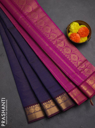 Violet & Magenta pink Semi Silk Cotton Saree - Vairaosi