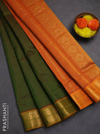 Green & Orange Semi Silk Cotton Saree - Vairaosi