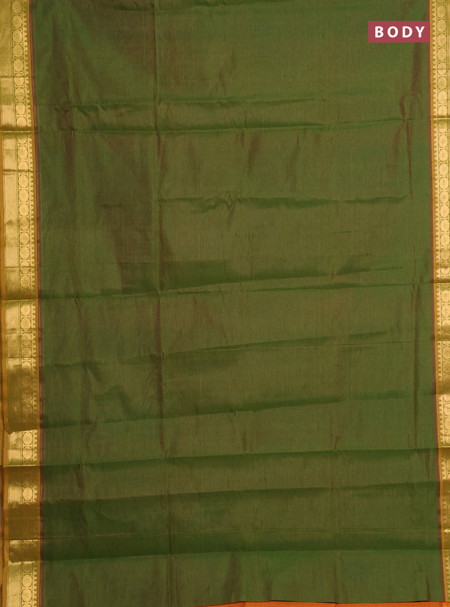 Green & Orange Semi Silk Cotton Saree - Vairaosi