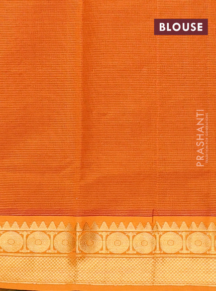Green & Orange Semi Silk Cotton Saree - Vairaosi