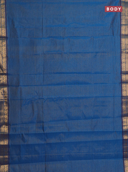 Peacock Blue & Magenta Pink Semi Silk Cotton Saree - Vairaosi