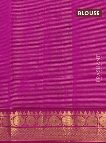 Peacock Blue & Magenta Pink Semi Silk Cotton Saree - Vairaosi
