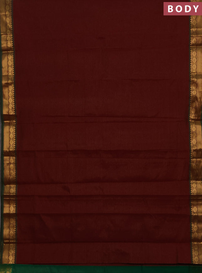 Maroon & Green Semi Silk Cotton Saree - Vairaosi