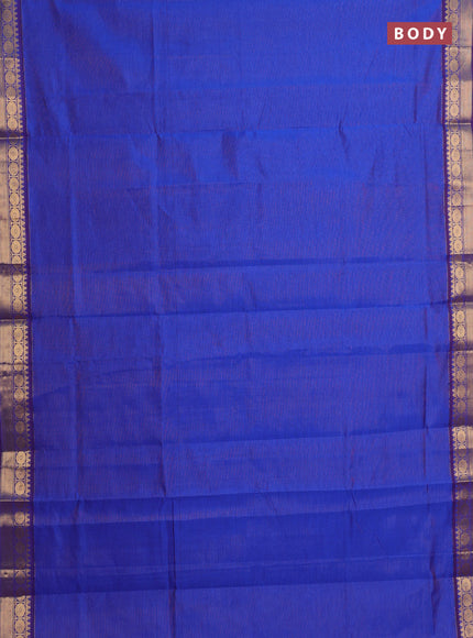Blue & Maroon Semi Silk Cotton Saree - Vairaosi