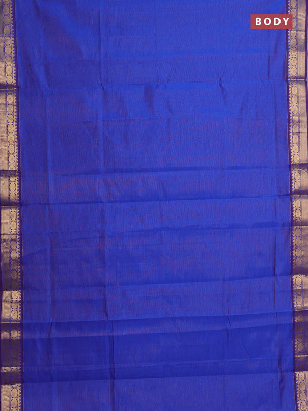 Blue & Maroon Semi Silk Cotton Saree - Vairaosi