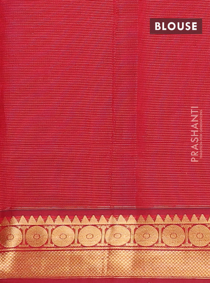 Blue & Maroon Semi Silk Cotton Saree - Vairaosi