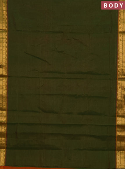Mehendi Green & Mustard Yellow Semi Silk Cotton Saree - Vairaosi
