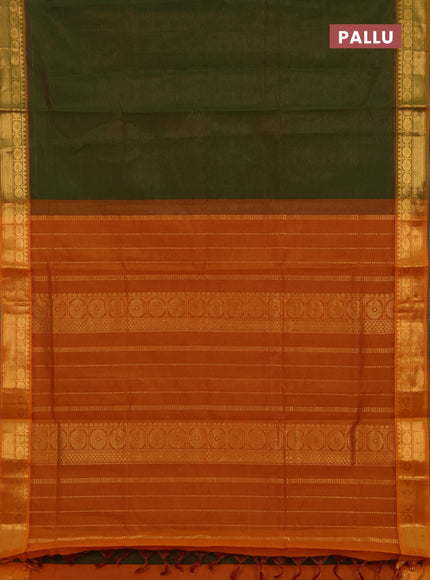 Mehendi Green & Mustard Yellow Semi Silk Cotton Saree - Vairaosi