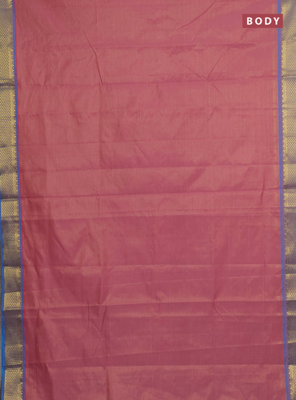 Mauve pink & cs blue Semi Silk Cotton Saree - Vairaosi