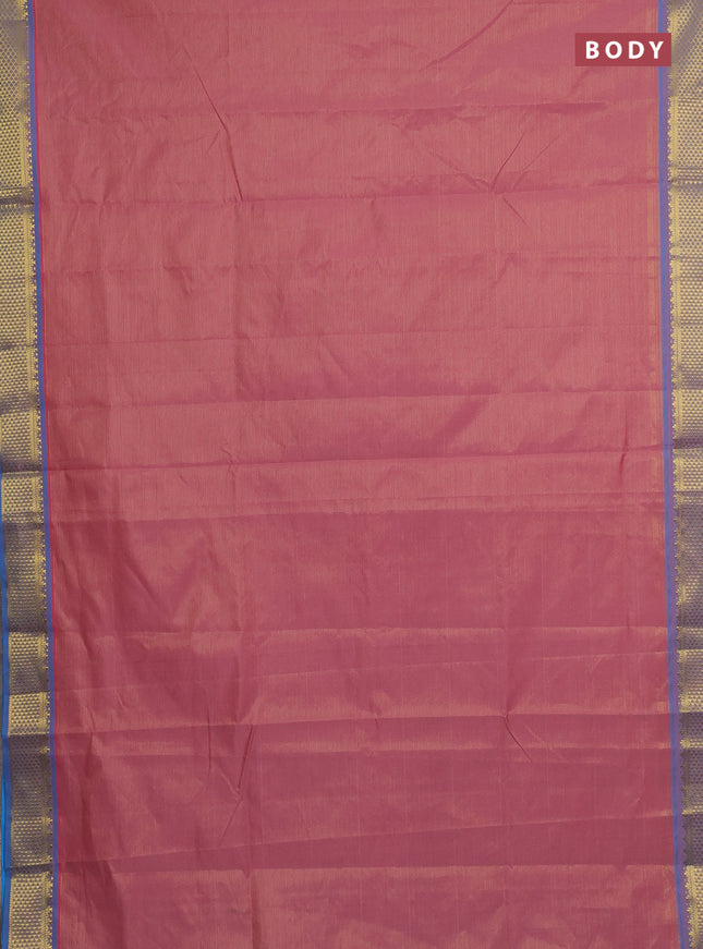 Mauve pink & cs blue Semi Silk Cotton Saree - Vairaosi