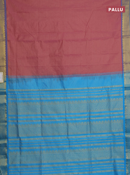 Mauve pink & cs blue Semi Silk Cotton Saree - Vairaosi