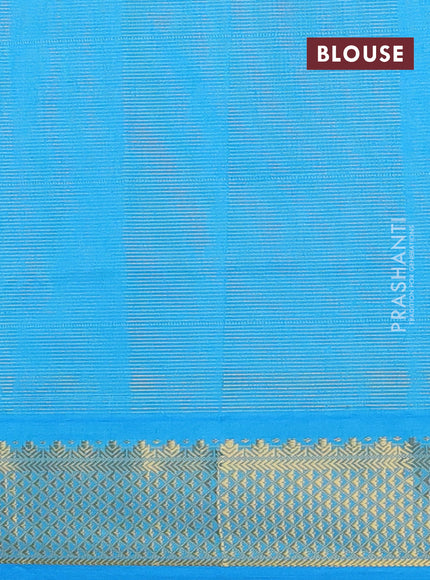 Mauve pink & cs blue Semi Silk Cotton Saree - Vairaosi