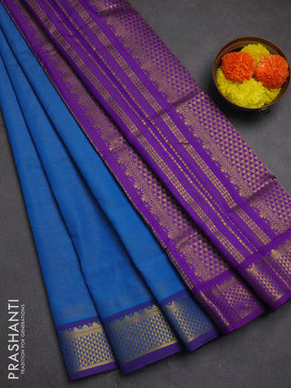 Blue & Purple Semi Silk Cotton Saree - Vairaosi