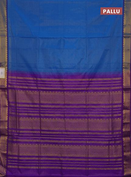 Blue & Purple Semi Silk Cotton Saree - Vairaosi