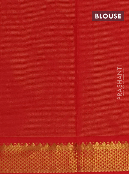 Teal Green & Red Semi Silk Cotton Saree - Vairaosi