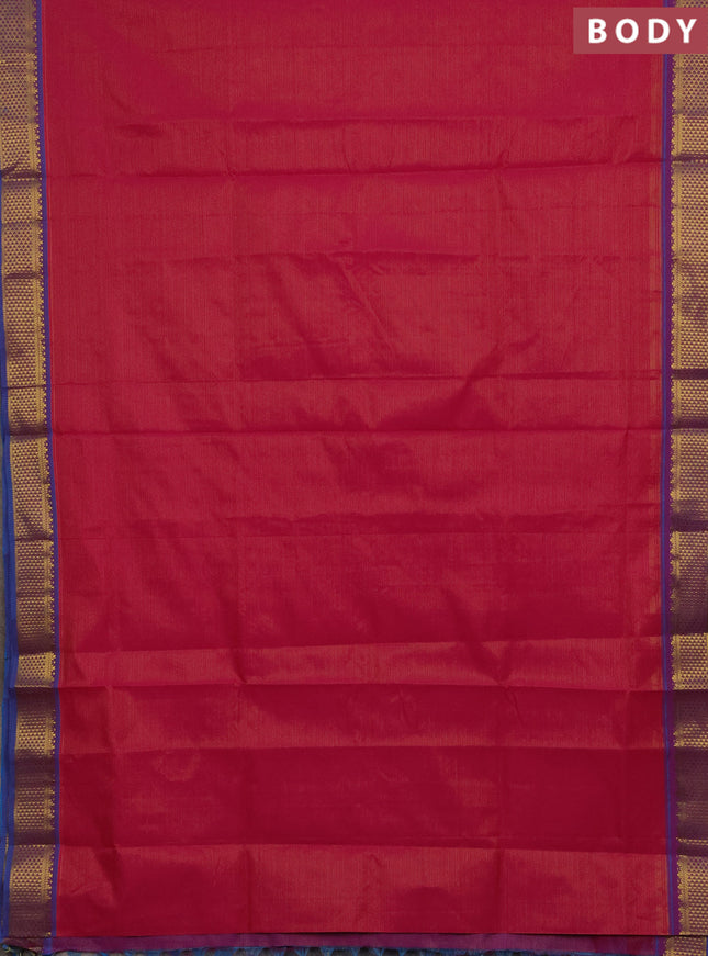Pink & Blue Semi Silk Cotton Saree - Vairaosi