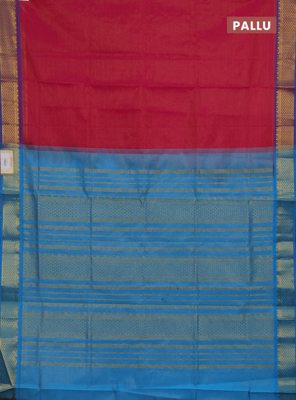 Pink & Blue Semi Silk Cotton Saree - Vairaosi