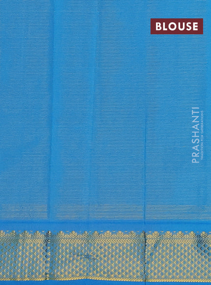 Pink & Blue Semi Silk Cotton Saree - Vairaosi