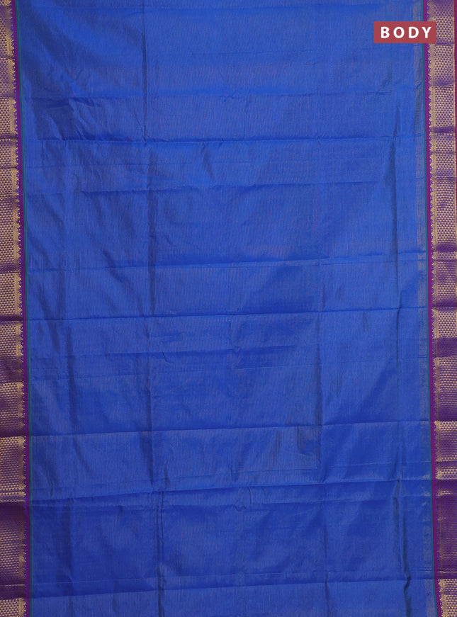 Blue & Red Semi Silk Cotton Saree - Vairaosi