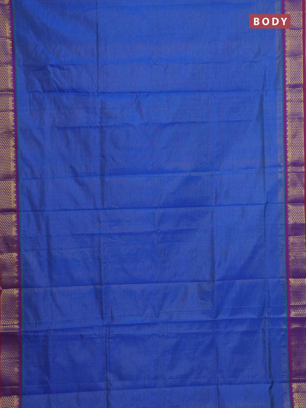 Blue & Red Semi Silk Cotton Saree - Vairaosi