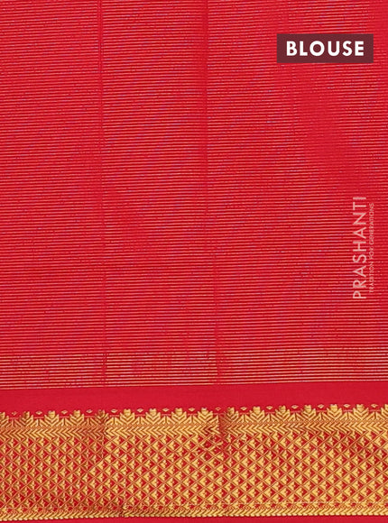 Blue & Red Semi Silk Cotton Saree - Vairaosi