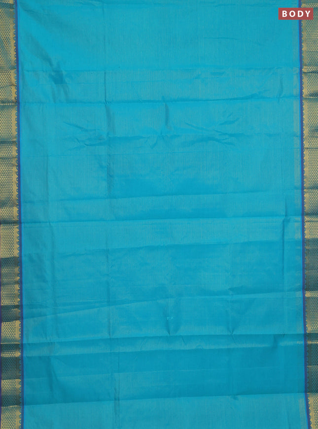 Teal Green & Purple Semi Silk Cotton Saree - Vairaosi
