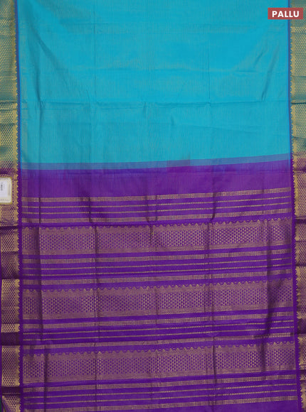Teal Green & Purple Semi Silk Cotton Saree - Vairaosi