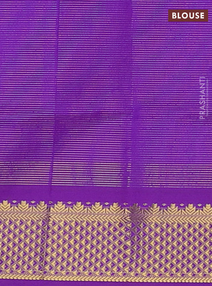Teal Green & Purple Semi Silk Cotton Saree - Vairaosi