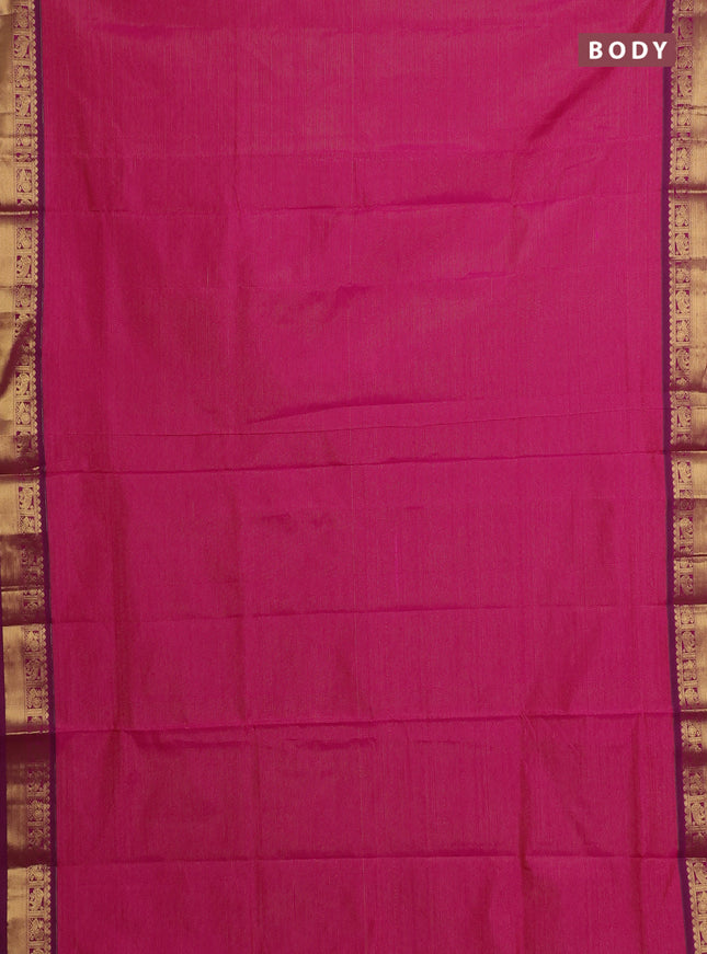 Pink & Coffee Brown Semi Silk Cotton Saree - Vairaosi