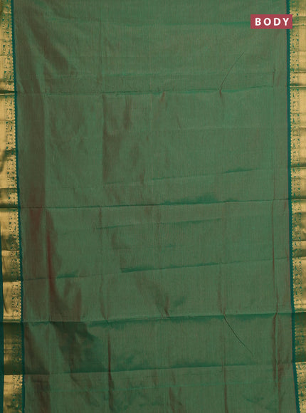 Green & Coffee Brown Semi Silk Cotton Saree - Vairaosi