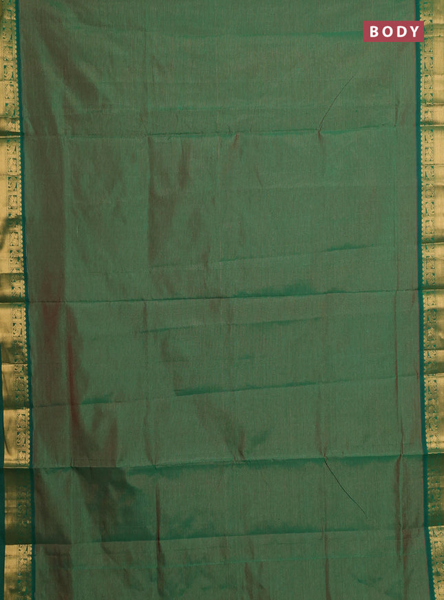 Green & Coffee Brown Semi Silk Cotton Saree - Vairaosi