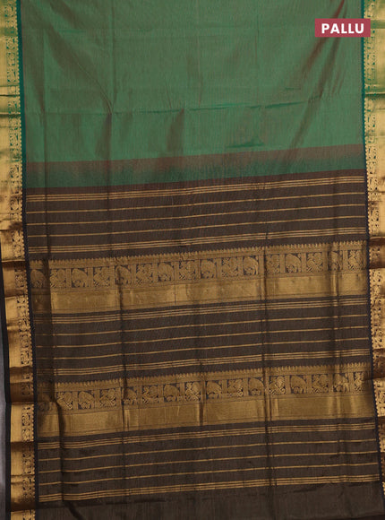 Green & Coffee Brown Semi Silk Cotton Saree - Vairaosi