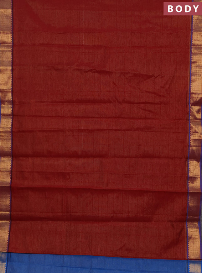 Maroon & Blue Semi Silk Cotton Saree - Vairaosi
