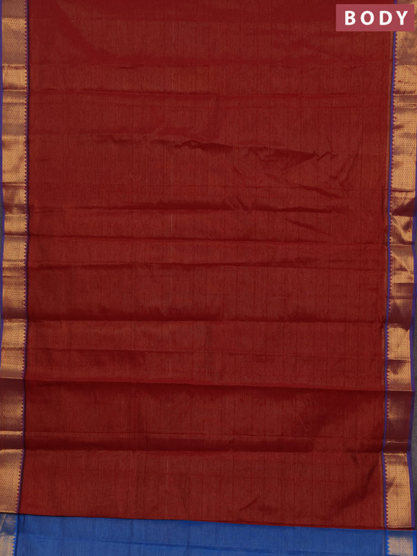 Maroon & Blue Semi Silk Cotton Saree - Vairaosi
