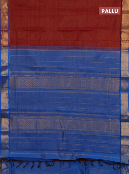 Maroon & Blue Semi Silk Cotton Saree - Vairaosi