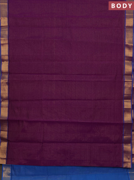 Purple & Blue Semi Silk Cotton Saree - Vairaosi