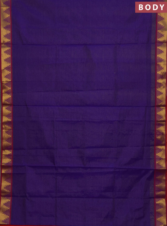 Violet & Red Semi Silk Cotton Saree - Vairaosi