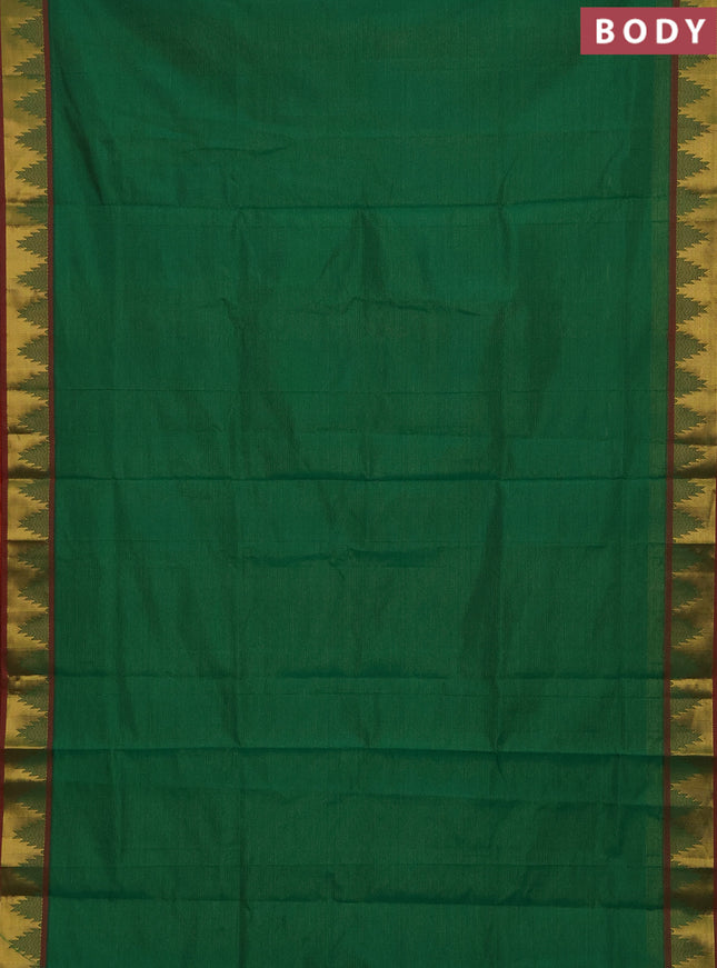 Green & Red Semi Silk Cotton Saree - Vairaosi