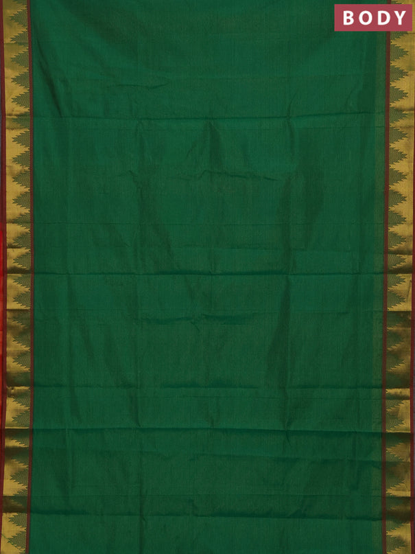 Green & Red Semi Silk Cotton Saree - Vairaosi